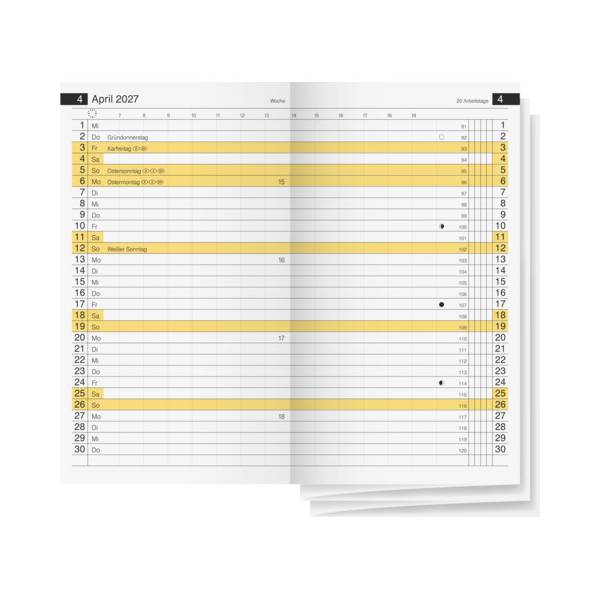 Rido Taschenkalender 70-45 600 007, 1 Monat / 2 Seiten, 8,7x15,3cm (A6), 2027 4003273796003 Rido