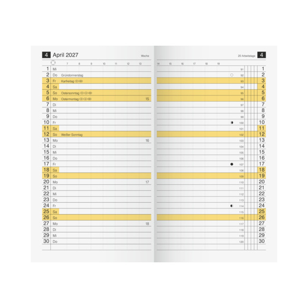 Rido Taschenkalender 70-46 830 007, weiß, 1 Monat / 2 Seiten, 8,7x15,3cm (A6), 2027 4003273796041 Rido