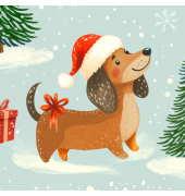 Weihnachtlicher Zelltuchserviette  Hund