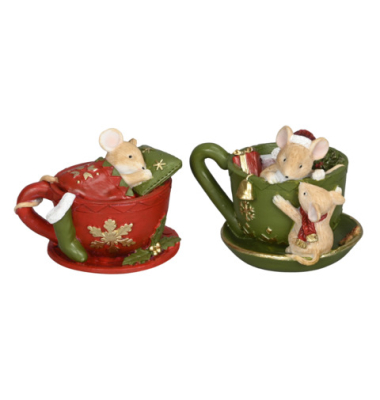Weihnachtlicher  Maus in Tasse  2 Mod.