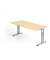 Schreibtisch O-Serie, manuell h&ouml;henverstellbar, 65-85cm (H), 180x80cm (BxT), rechteckig, ahorn / silber