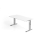 Schreibtisch O-Serie, manuell h&ouml;henverstellbar, 65-85cm (H), 160x80cm (BxT), rechteckig, wei&szlig; / silber
