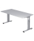 Schreibtisch O-Serie, manuell h&ouml;henverstellbar, 65-85cm (H), 160x80cm (BxT), rechteckig, grau / silber