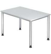 Schreibtisch H-Serie, manuell h&ouml;henverstellbar, 68-76cm (H), 120x80cm (BxT), rechteckig, wei&szlig; / silber