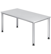 Schreibtisch H-Serie, manuell h&ouml;henverstellbar, 68-76cm (H), 160x80cm (BxT), rechteckig, wei&szlig; / silber