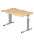 Schreibtisch O-Serie, manuell h&ouml;henverstellbar, 65-85cm (H), 120x80cm (BxT), rechteckig, ahorn / silber