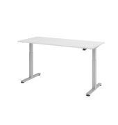Sitz-Steh-Schreibtisch XMST, elektrisch h&ouml;henverstellbar, 71-120cm (H), 180x80cm (BxT), rechteckig, wei&szlig; / silber