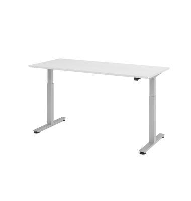 Sitz-Steh-Schreibtisch XMST, elektrisch h&ouml;henverstellbar, 71-120cm (H), 180x80cm (BxT), rechteckig, wei&szlig; / silber