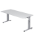 Schreibtisch O-Serie, manuell h&ouml;henverstellbar, 65-85cm (H), 180x80cm (BxT), rechteckig, wei&szlig; / silber