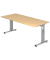 Schreibtisch O-Serie, manuell h&ouml;henverstellbar, 65-85cm (H), 180x80cm (BxT), rechteckig, ahorn / silber