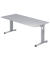 Schreibtisch O-Serie, manuell h&ouml;henverstellbar, 65-85cm (H), 180x80cm (BxT), rechteckig, grau / silber