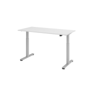 Sitz-Steh-Schreibtisch XMST, elektrisch h&ouml;henverstellbar, 71-120cm (H), 160x80cm (BxT), rechteckig, wei&szlig; / silber