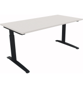 Schreibtisch All in One, manuell h&ouml;henverstellbar, 65-85cm (H), 160x80cm (BxT), rechteckig, wei&szlig; / anthrazit metallic