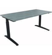 Schreibtisch All in One, manuell h&ouml;henverstellbar, 65-85cm (H), 160x80cm (BxT), rechteckig, beton hell / anthrazit metallic