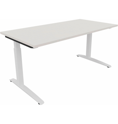 Schreibtisch All in One, manuell h&ouml;henverstellbar, 65-85cm (H), 160x80cm (BxT), rechteckig, wei&szlig; / wei&szlig;