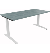 Schreibtisch All in One, manuell h&ouml;henverstellbar, 65-85cm (H), 160x80cm (BxT), rechteckig, beton hell / wei&szlig;