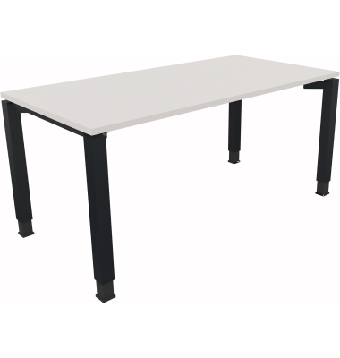 Schreibtisch All in One, manuell h&ouml;henverstellbar, 68-82cm (H), 160x80cm (BxT), rechteckig, wei&szlig; / anthrazit metallic