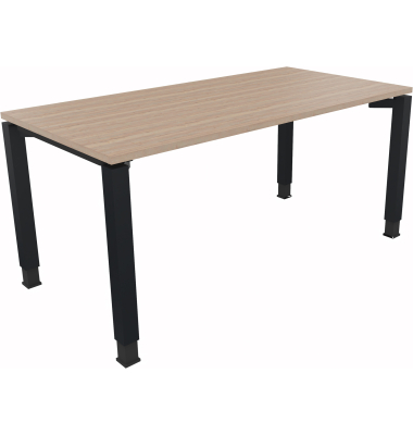 Schreibtisch All in One, manuell h&ouml;henverstellbar, 68-82cm (H), 160x80cm (BxT), rechteckig, eiche natur / anthrazit metallic