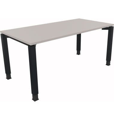 Schreibtisch All in One, manuell h&ouml;henverstellbar, 68-82cm (H), 160x80cm (BxT), rechteckig, lichtgrau / anthrazit metallic