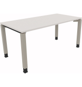 Schreibtisch All in One, manuell h&ouml;henverstellbar, 68-82cm (H), 160x80cm (BxT), rechteckig, wei&szlig; / silber