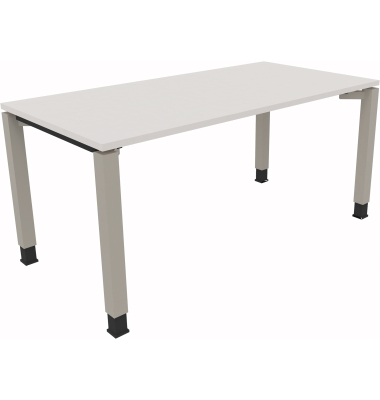 Schreibtisch All in One, manuell h&ouml;henverstellbar, 68-82cm (H), 160x80cm (BxT), rechteckig, wei&szlig; / silber