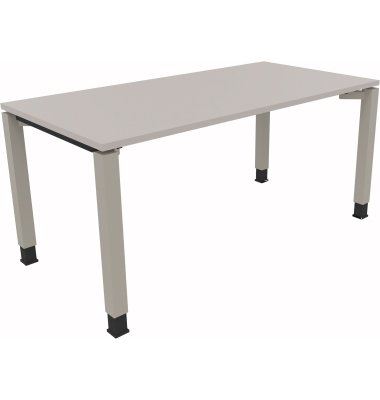 Schreibtisch All in One, manuell h&ouml;henverstellbar, 68-82cm (H), 160x80cm (BxT), rechteckig, lichtgrau / silber