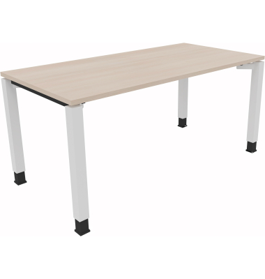 Schreibtisch All in One, manuell h&ouml;henverstellbar, 68-82cm (H), 160x80cm (BxT), rechteckig, akazie hell / wei&szlig;