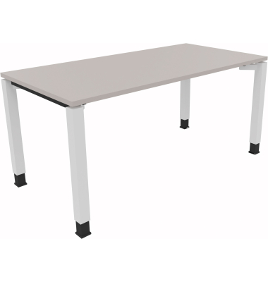 Schreibtisch All in One, manuell h&ouml;henverstellbar, 68-82cm (H), 160x80cm (BxT), rechteckig, lichtgrau / wei&szlig;