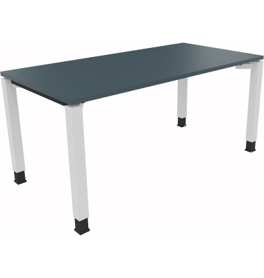 Schreibtisch All in One, manuell h&ouml;henverstellbar, 68-82cm (H), 160x80cm (BxT), rechteckig, lavagrau / wei&szlig;