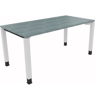 Schreibtisch All in One, manuell h&ouml;henverstellbar, 68-82cm (H), 160x80cm (BxT), rechteckig, beton hell / wei&szlig;