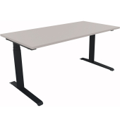 Sitz-Steh-Schreibtisch All in One, elektrisch h&ouml;henverstellbar, 64,5-127,5cm (H), 160x80cm (BxT), rechteckig, lichtgrau / anthra