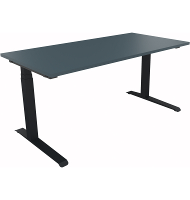 Sitz-Steh-Schreibtisch All in One, elektrisch h&ouml;henverstellbar, 64,5-127,5cm (H), 160x80cm (BxT), rechteckig, lavagrau / anthraz