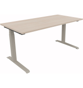 Sitz-Steh-Schreibtisch All in One, elektrisch h&ouml;henverstellbar, 64,5-127,5cm (H), 160x80cm (BxT), rechteckig, akazie hell / silb