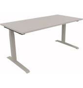 Sitz-Steh-Schreibtisch All in One, elektrisch h&ouml;henverstellbar, 64,5-127,5cm (H), 160x80cm (BxT), rechteckig, lichtgrau / silber