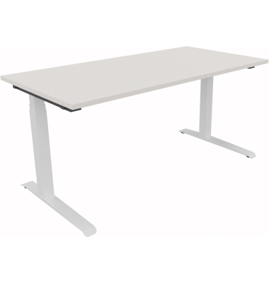 Sitz-Steh-Schreibtisch All in One, elektrisch h&ouml;henverstellbar, 64,5-127,5cm (H), 160x80cm (BxT), rechteckig, wei&szlig; / wei&szlig;
