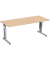Schreibtisch Flex, manuell h&ouml;henverstellbar, 68-82cm (H), 180x80cm (BxT), rechteckig, buche / silber
