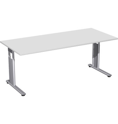 Schreibtisch Flex, manuell h&ouml;henverstellbar, 68-82cm (H), 180x80cm (BxT), rechteckig, lichtgrau / silber