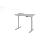 Sitz-Steh-Schreibtisch XMKA, elektrisch h&ouml;henverstellbar, 70-120cm (H), 120x80cm (BxT), rechteckig, grau / silber