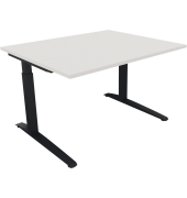 Schreibtisch All in One, manuell h&ouml;henverstellbar, 65-85cm (H), 120x100cm (BxT), rechteckig, wei&szlig; / anthrazit metallic