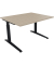 Schreibtisch All in One, manuell h&ouml;henverstellbar, 65-85cm (H), 120x100cm (BxT), rechteckig, eiche natur / anthrazit metallic