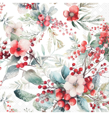 Motivservietten 33320955 / Winterbeeren, 3-lagig, 33x33cm