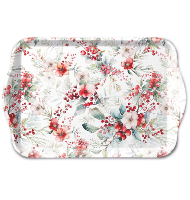 Weihnachtlicher Tablett 13x21cm Winterbeeren