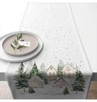Weihnachtlicher Tischl&auml;ufer 40x150cm H&auml;user