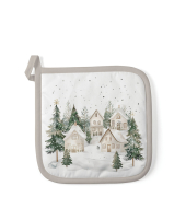 Weihnachtlicher  Topflappen verschneite H&auml;user