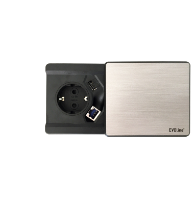 Steckdose 1xStrom, 2xUSB, 1xRJ45, m.Bohrung