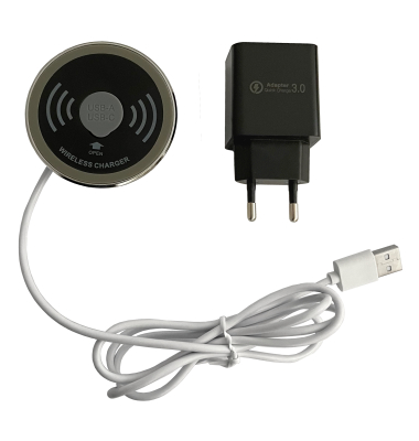 QI-Ladeger&auml;t mit ACUSB Adapter, mit Bohrung