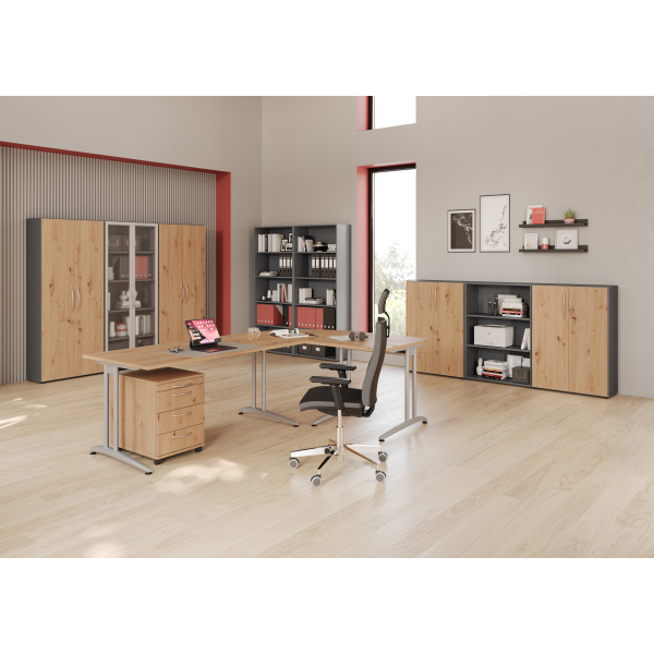 Hammerbacher Schreibtisch VBS, 74cm (H), buche / silber 4032062340288 Hammerbacher 3 Stück