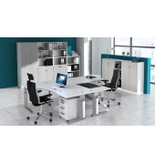 Schreibtisch VUS, manuell h&ouml;henverstellbar, 86cm (H), graphit / silber