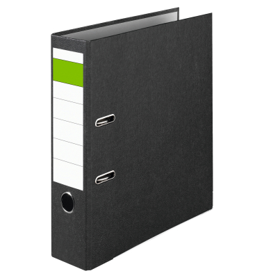 Ordner Gr&uuml;ner Balken Economy 120009490, A4 80mm breit Karton vollfarbig schwarz