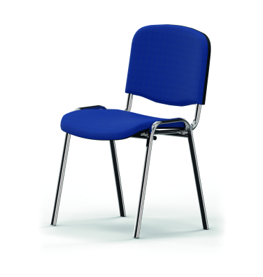 Besucherstuhl ISO 4L C06, blau / chrom, ohne Armlehnen, 4-Fu&szlig;-Gestell